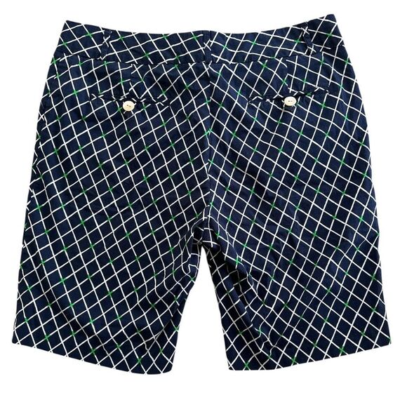 Peter Millar Blue/Green Patterned Golf Shorts Sz 14 Notre Dame Athletic Women’s - Picture 2 of 7